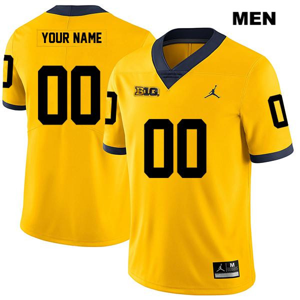 Men's NCAA Michigan Wolverines Custom #00 Yellow Jordan Brand Authentic Stitched Legend Football College Jersey OQ25P58AD